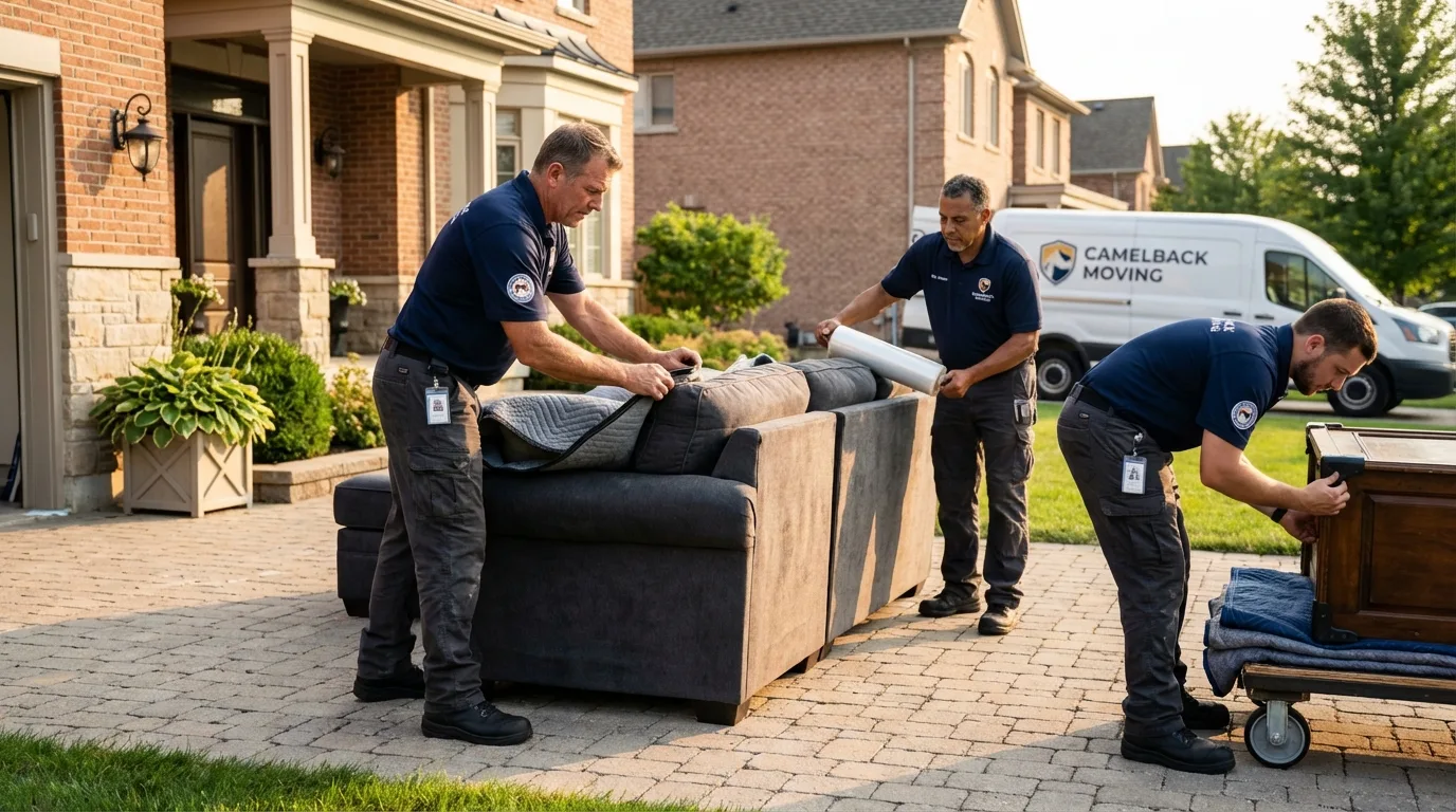 Large estate moving crew wrapping furniture in Sterling City, TX