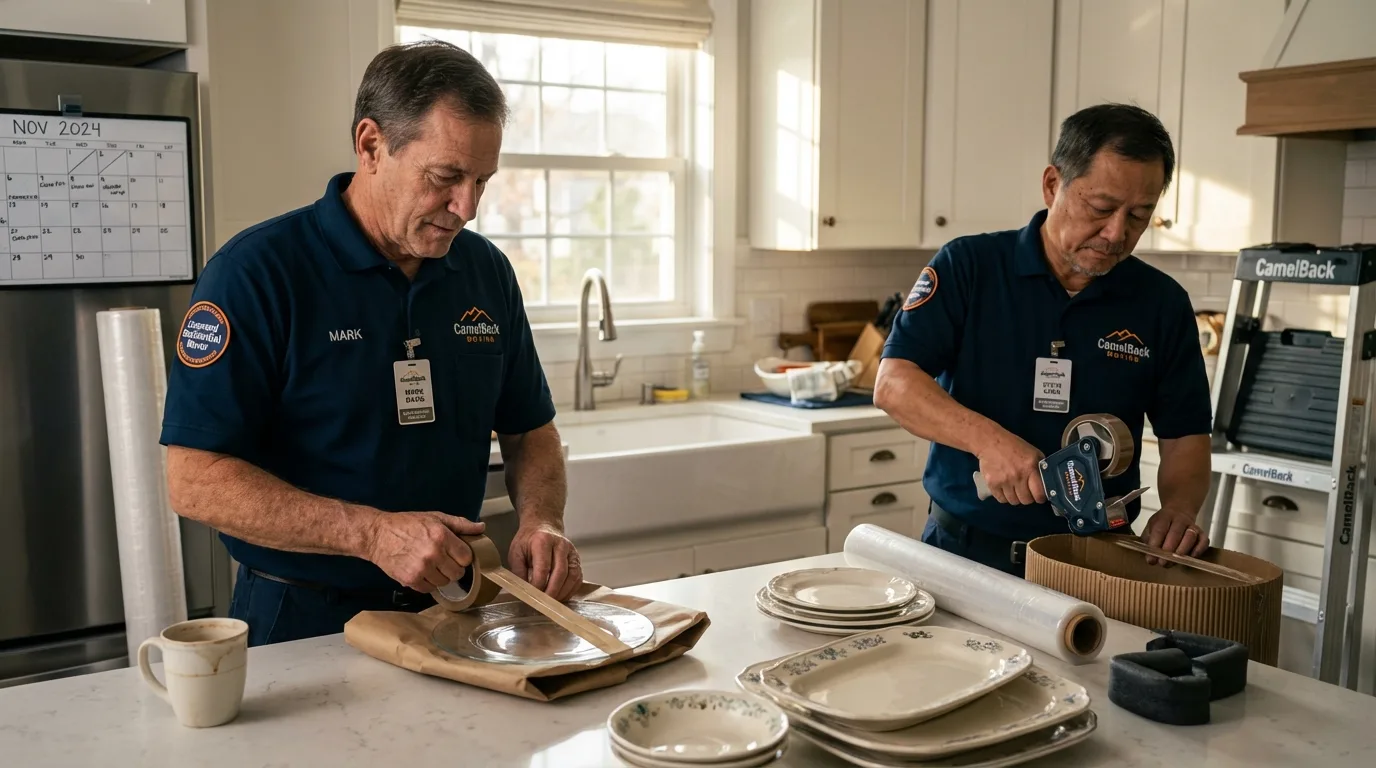 Professional crew packing kitchen dishware in Sterling City, TX